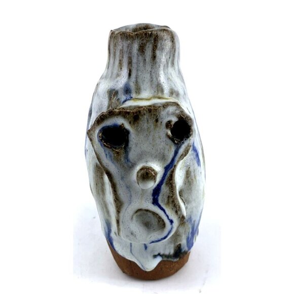 Art Pottery Face Vase Porcelain Ceramic Scream Face Hand Crafted 5.5" - Picture 1 of 7